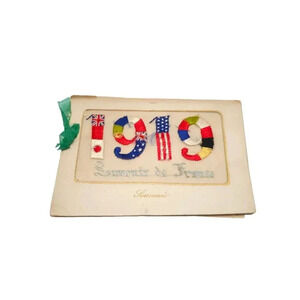 1919 Souvenir de France Floral Embroidered Color Antique Postcard Booklet